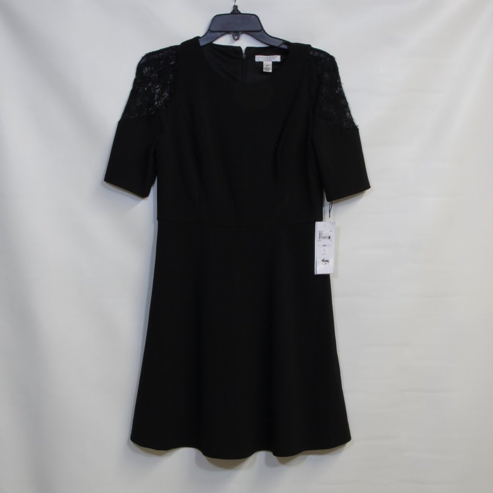 London Style Collection Petites Lace Shoulder Short Sleeve Midi Size 6P